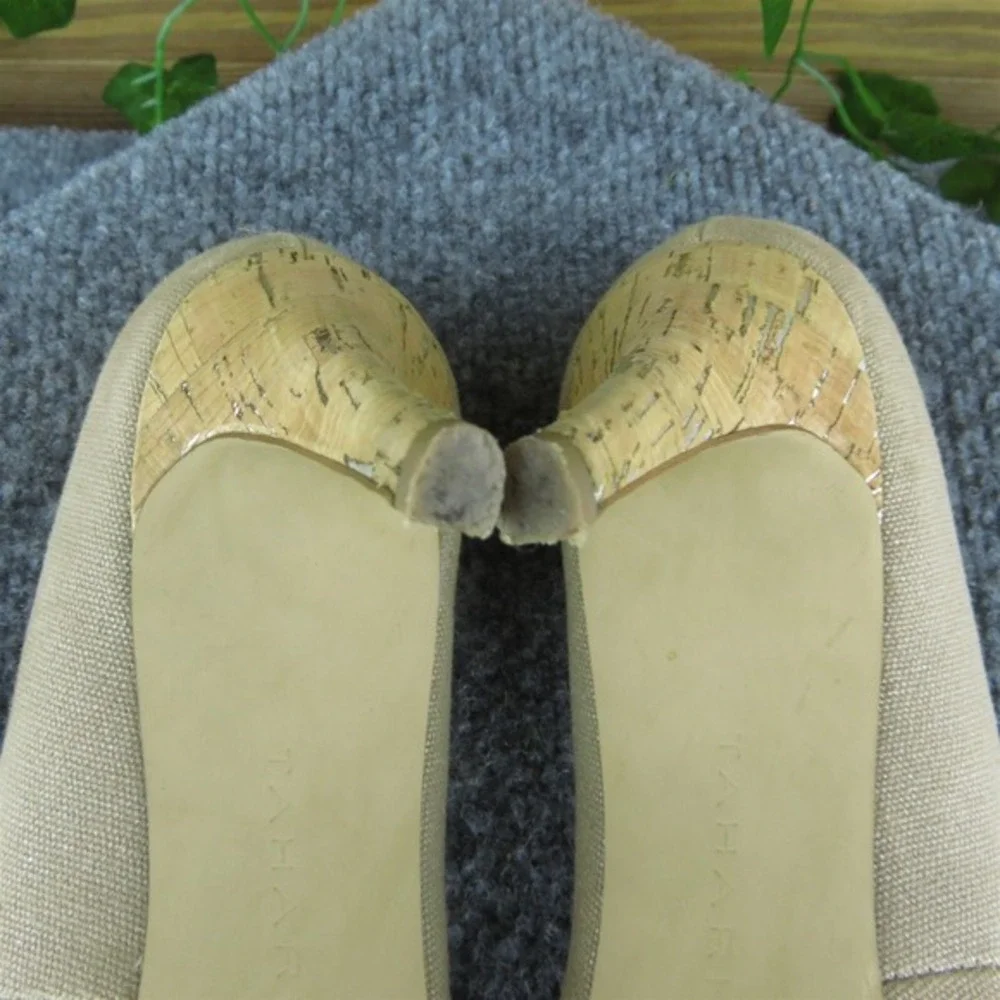 Tahari Sophia‎ Women Platform Heel Shoes Brown Fabric Size 8.5 Medium